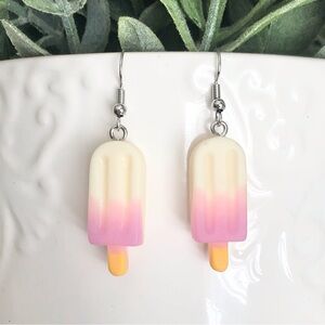 New Handmade Pink and Cream Popsicle Earrings for Kids or Adults  Dangle Drop